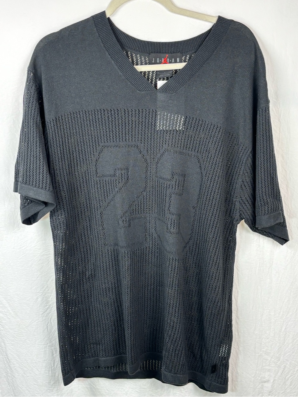 NWT Jordan Men’s small Black Mesh V-Neck Jersey with Tonal 23